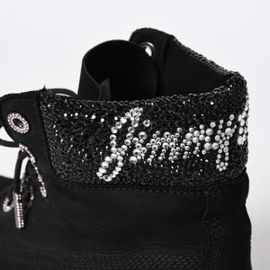JIMMY CHOO ジミーチュウ Timberland ティンバーランド クリスタル アンクルブーツ A74148 ブラック サイズ25cm 美品 中古 4a006142