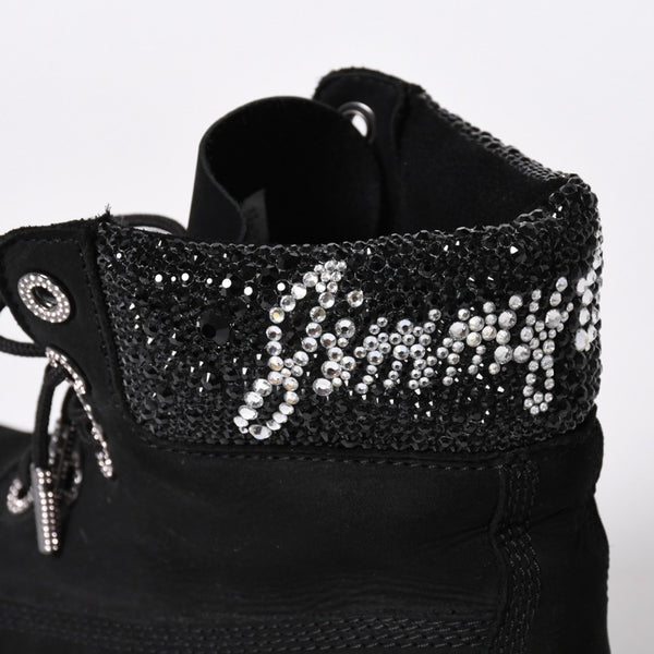 JIMMY CHOO ジミーチュウ Timberland ティンバーランド クリスタル アンクルブーツ A74148 ブラック サイズ25cm 美品 中古 4a006142