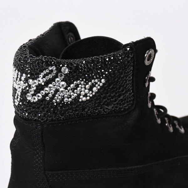 JIMMY CHOO ジミーチュウ Timberland ティンバーランド クリスタル アンクルブーツ A74148 ブラック サイズ25cm 美品 中古 4a006142