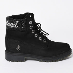 JIMMY CHOO ジミーチュウ Timberland ティンバーランド クリスタル アンクルブーツ A74148 ブラック サイズ25cm 美品 中古 4a006142