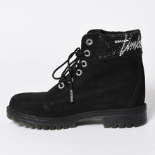 将图片加载到图库查看器中。 JIMMY CHOO ジミーチュウ Timberland ティンバーランド クリスタル アンクルブーツ A74148 ブラック サイズ25cm 美品 中古 4a006142