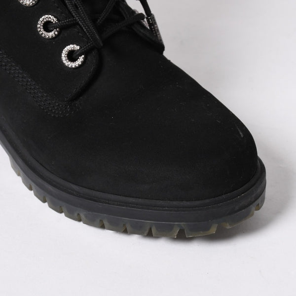 JIMMY CHOO ジミーチュウ Timberland ティンバーランド クリスタル アンクルブーツ A74148 ブラック サイズ25cm 美品 中古 4a006142