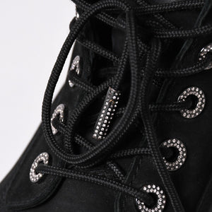 JIMMY CHOO ジミーチュウ Timberland ティンバーランド クリスタル アンクルブーツ A74148 ブラック サイズ25cm 美品 中古 4a006142