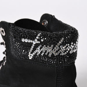 JIMMY CHOO ジミーチュウ Timberland ティンバーランド クリスタル アンクルブーツ A74148 ブラック サイズ25cm 美品 中古 4a006142