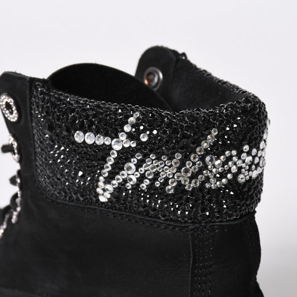 JIMMY CHOO ジミーチュウ Timberland ティンバーランド クリスタル アンクルブーツ A74148 ブラック サイズ25cm 美品 中古 4a006142