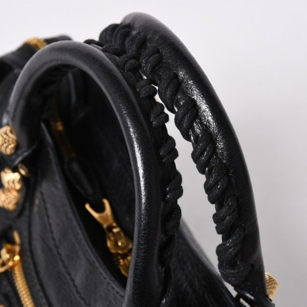 極美品 BALENCIAGA バレンシアガ LE CITY MINI ミニ シティ 2WAYバッグ 309544 ブラック ゴールド金具 中古 4a006448