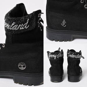 JIMMY CHOO ジミーチュウ Timberland ティンバーランド クリスタル アンクルブーツ A74148 ブラック サイズ25cm 美品 中古 4a006142