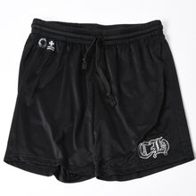 将图片加载到图库查看器中。 新品同様品 CHROME HEARTS クロムハーツ CHプリント メッシュショーツ ハーフパンツ ショーツ ブラック シルバー サイズL 中古 4a006535