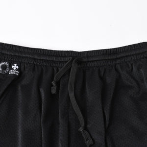 新品同様品 CHROME HEARTS クロムハーツ CHプリント メッシュショーツ ハーフパンツ ショーツ ブラック シルバー サイズL 中古 4a006535