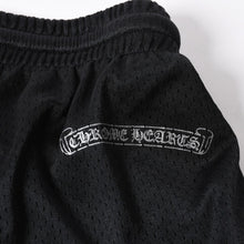 将图片加载到图库查看器中。 新品同様品 CHROME HEARTS クロムハーツ CHプリント メッシュショーツ ハーフパンツ ショーツ ブラック シルバー サイズL 中古 4a006535