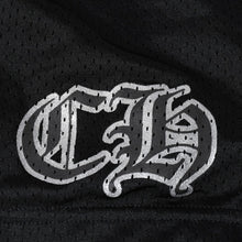 将图片加载到图库查看器中。 新品同様品 CHROME HEARTS クロムハーツ CHプリント メッシュショーツ ハーフパンツ ショーツ ブラック シルバー サイズL 中古 4a006535