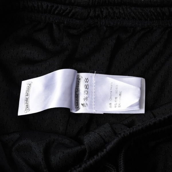新品同様品 CHROME HEARTS クロムハーツ CHプリント メッシュショーツ ハーフパンツ ショーツ ブラック シルバー サイズL 中古 4a006535