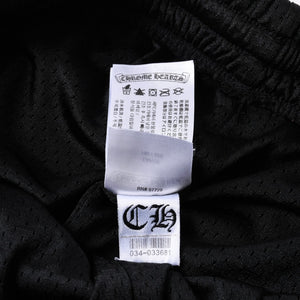 新品同様品 CHROME HEARTS クロムハーツ CHプリント メッシュショーツ ハーフパンツ ショーツ ブラック シルバー サイズL 中古 4a006535