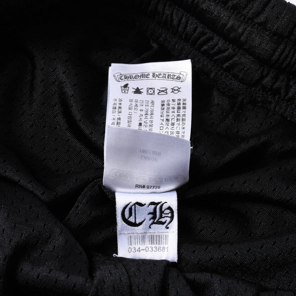 新品同様品 CHROME HEARTS クロムハーツ CHプリント メッシュショーツ ハーフパンツ ショーツ ブラック シルバー サイズL 中古 4a006535