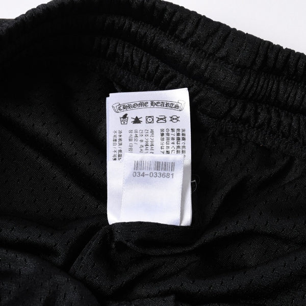 新品同様品 CHROME HEARTS クロムハーツ CHプリント メッシュショーツ ハーフパンツ ショーツ ブラック シルバー サイズL 中古 4a006535