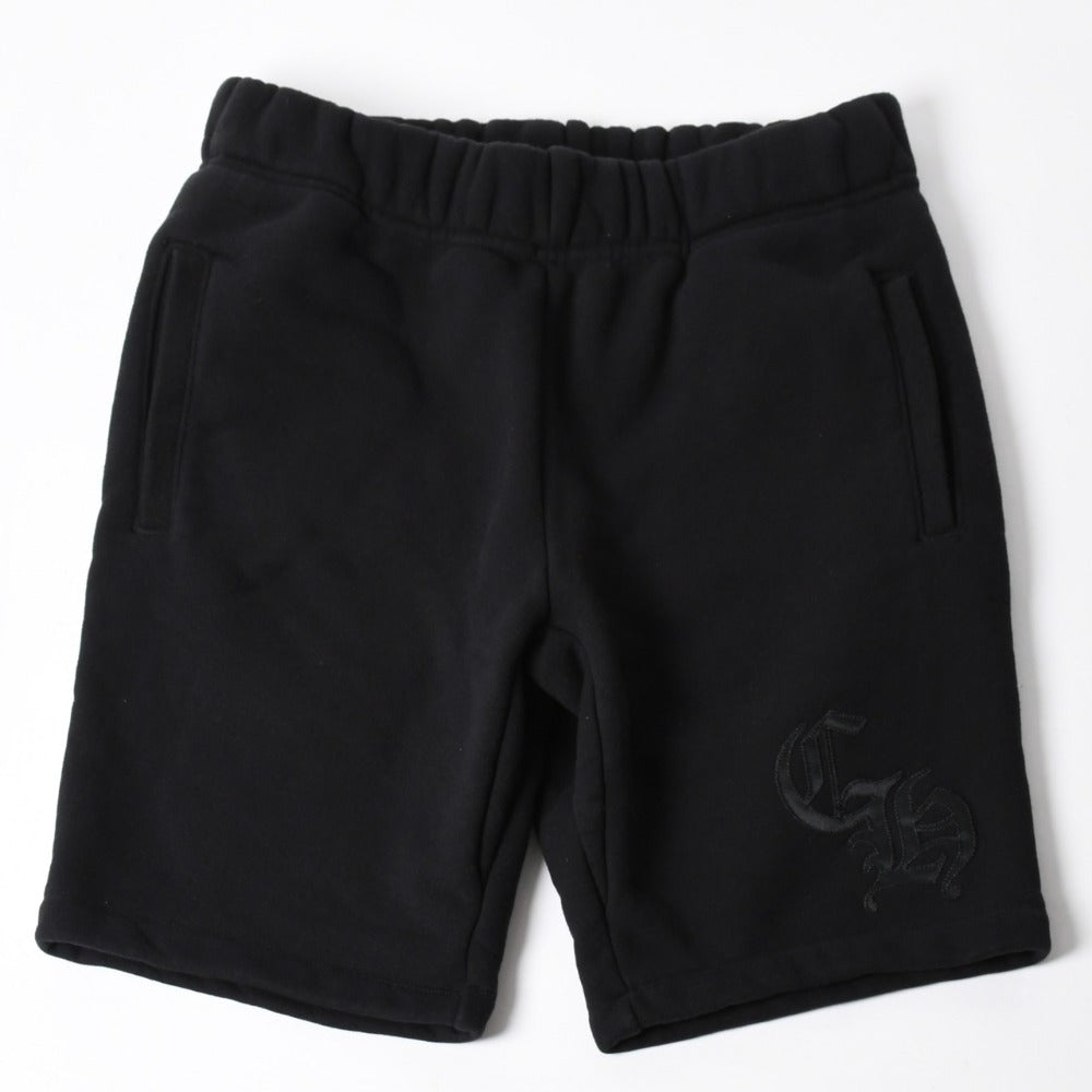 新品未使用 CHROME HEARTS クロムハーツ 25SS ロゴ スウェットショーツ ショートパンツ U.S.A製 コットン ブラック サイズM 中古 4a006534