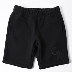 新品未使用 CHROME HEARTS クロムハーツ 25SS ロゴ スウェットショーツ ショートパンツ U.S.A製 コットン ブラック サイズM 中古 4a006534