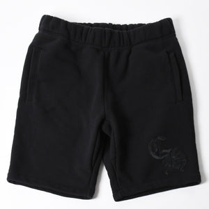 新品未使用 CHROME HEARTS クロムハーツ 25SS ロゴ スウェットショーツ ショートパンツ U.S.A製 コットン ブラック サイズM 中古 4a006534