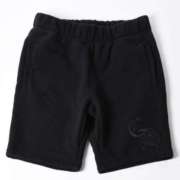 新品未使用 CHROME HEARTS クロムハーツ 25SS ロゴ スウェットショーツ ショートパンツ U.S.A製 コットン ブラック サイズM 中古 4a006534