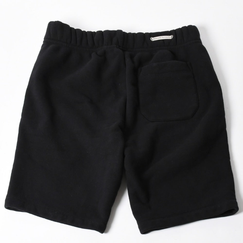 新品未使用 CHROME HEARTS クロムハーツ 25SS ロゴ スウェットショーツ ショートパンツ U.S.A製 コットン ブラック サイズM 中古 4a006534
