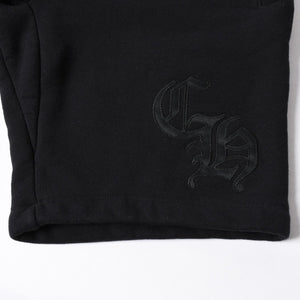 新品未使用 CHROME HEARTS クロムハーツ 25SS ロゴ スウェットショーツ ショートパンツ U.S.A製 コットン ブラック サイズM 中古 4a006534