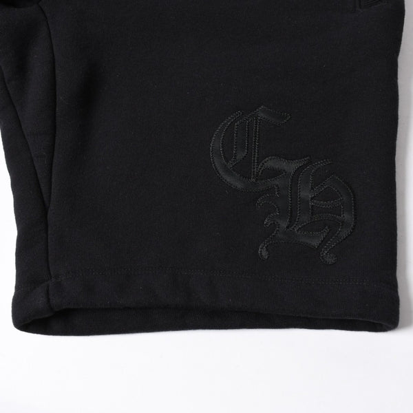 新品未使用 CHROME HEARTS クロムハーツ 25SS ロゴ スウェットショーツ ショートパンツ U.S.A製 コットン ブラック サイズM 中古 4a006534