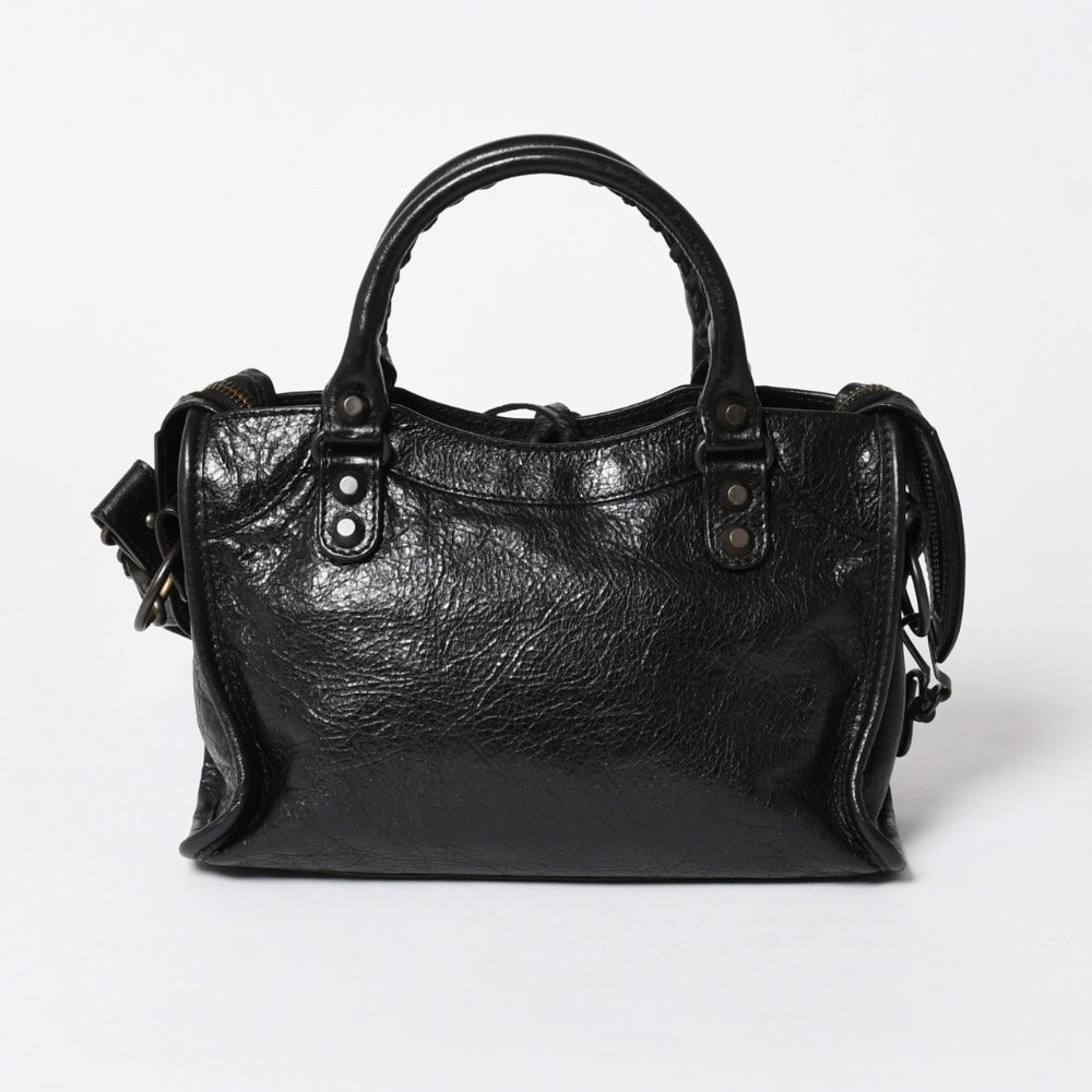 極美品 BALENCIAGA バレンシアガ クラシック ミニシティ ナイロン レザー 2WAY ハンドバッグ ショルダーバッグ ブラック 300295 中古 4a006411
