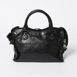 極美品 BALENCIAGA バレンシアガ クラシック ミニシティ ナイロン レザー 2WAY ハンドバッグ ショルダーバッグ ブラック 300295 中古 4a006411