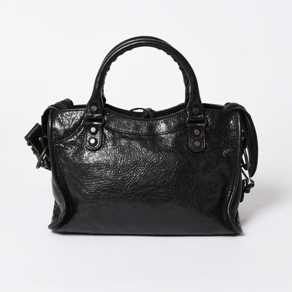 極美品 BALENCIAGA バレンシアガ クラシック ミニシティ ナイロン レザー 2WAY ハンドバッグ ショルダーバッグ ブラック 300295 中古 4a006411