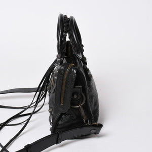 極美品 BALENCIAGA バレンシアガ クラシック ミニシティ ナイロン レザー 2WAY ハンドバッグ ショルダーバッグ ブラック 300295 中古 4a006411