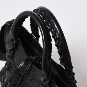 極美品 BALENCIAGA バレンシアガ クラシック ミニシティ ナイロン レザー 2WAY ハンドバッグ ショルダーバッグ ブラック 300295 中古 4a006411