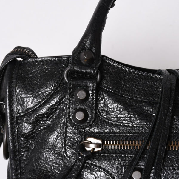 極美品 BALENCIAGA バレンシアガ クラシック ミニシティ ナイロン レザー 2WAY ハンドバッグ ショルダーバッグ ブラック 300295 中古 4a006411