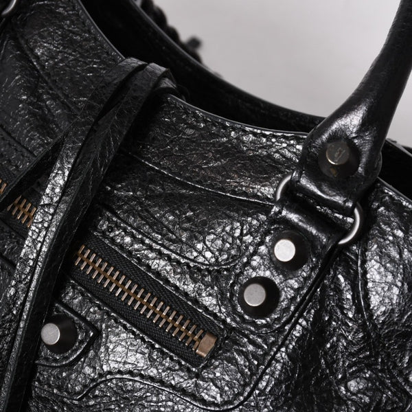 極美品 BALENCIAGA バレンシアガ クラシック ミニシティ ナイロン レザー 2WAY ハンドバッグ ショルダーバッグ ブラック 300295 中古 4a006411