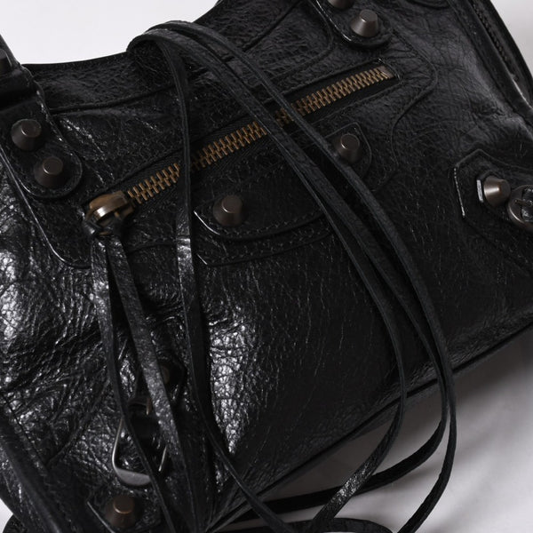 極美品 BALENCIAGA バレンシアガ クラシック ミニシティ ナイロン レザー 2WAY ハンドバッグ ショルダーバッグ ブラック 300295 中古 4a006411