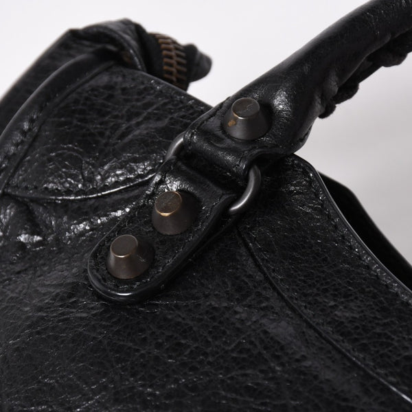 極美品 BALENCIAGA バレンシアガ クラシック ミニシティ ナイロン レザー 2WAY ハンドバッグ ショルダーバッグ ブラック 300295 中古 4a006411
