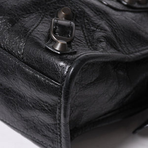 極美品 BALENCIAGA バレンシアガ クラシック ミニシティ ナイロン レザー 2WAY ハンドバッグ ショルダーバッグ ブラック 300295 中古 4a006411