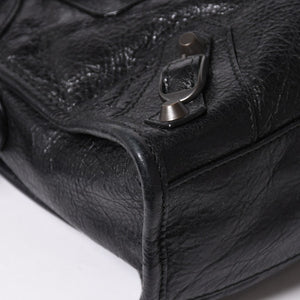 極美品 BALENCIAGA バレンシアガ クラシック ミニシティ ナイロン レザー 2WAY ハンドバッグ ショルダーバッグ ブラック 300295 中古 4a006411