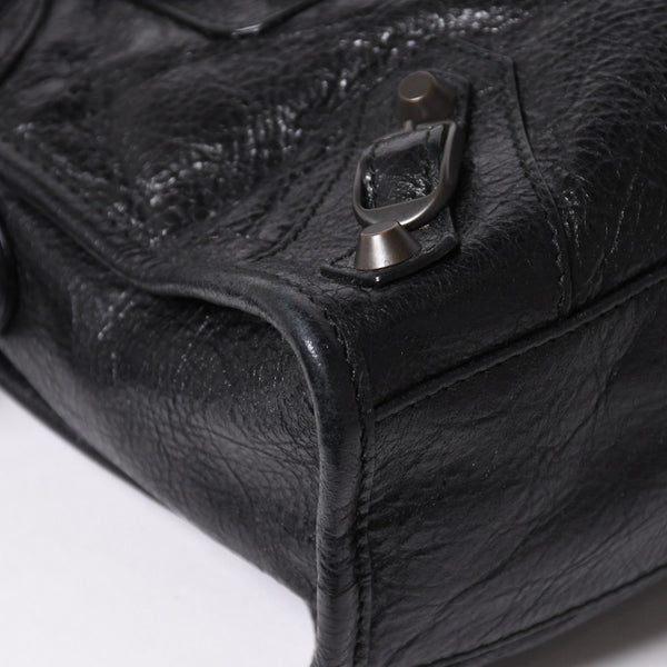 極美品 BALENCIAGA バレンシアガ クラシック ミニシティ ナイロン レザー 2WAY ハンドバッグ ショルダーバッグ ブラック 300295 中古 4a006411