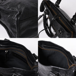 極美品 BALENCIAGA バレンシアガ クラシック ミニシティ ナイロン レザー 2WAY ハンドバッグ ショルダーバッグ ブラック 300295 中古 4a006411