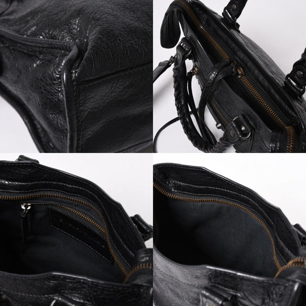 極美品 BALENCIAGA バレンシアガ クラシック ミニシティ ナイロン レザー 2WAY ハンドバッグ ショルダーバッグ ブラック 300295 中古 4a006411