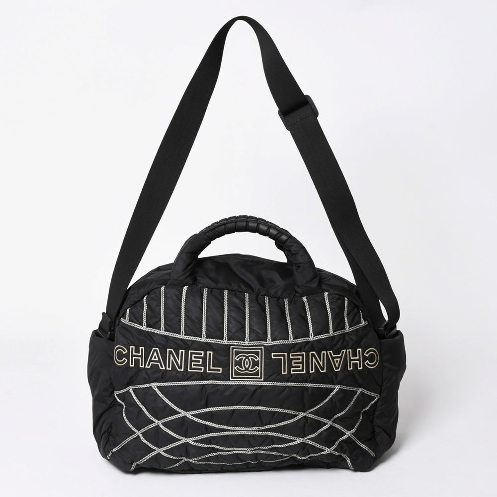 CHANEL シャネル スポーツライン ナイロン 2WAY ハンドバッグ A32808 10番台 ブラック ココマーク ショルダーバッグ シルバー金具 美品 中古 4a006449