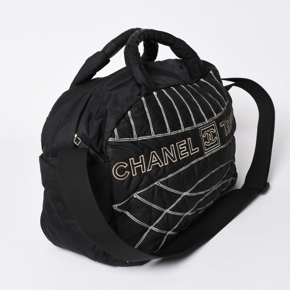 CHANEL シャネル スポーツライン ナイロン 2WAY ハンドバッグ A32808 10番台 ブラック ココマーク ショルダーバッグ シルバー金具 美品 中古 4a006449