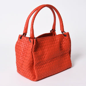 Very Good Condition BOTTEGAVENETA Bottega Veneta Handbag Intrecciato B064D5328B Red Matte Black Hardware Used 4a006519