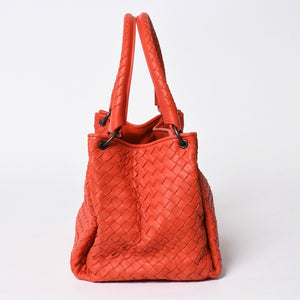 Very Good Condition BOTTEGAVENETA Bottega Veneta Handbag Intrecciato B064D5328B Red Matte Black Hardware Used 4a006519