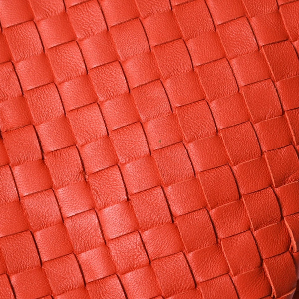 Very Good Condition BOTTEGAVENETA Bottega Veneta Handbag Intrecciato B064D5328B Red Matte Black Hardware Used 4a006519