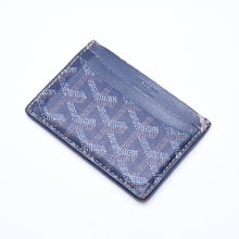 画像をギャラリービューアに読み込む, GOYARD ゴヤール サンシュルピス ヘリンボーン カードケース STSULPPMLTY ネイビー PVC レザー 良品 中古 4a006541