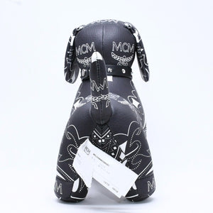 極美品 MCM エムシーエム ヴィセトス ドール ダックスフンド ぬいぐるみ ペイズリー柄 インテリア 置物 PVC ブラック 中古 4a006407