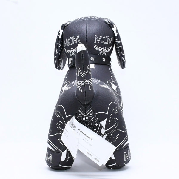 極美品 MCM エムシーエム ヴィセトス ドール ダックスフンド ぬいぐるみ ペイズリー柄 インテリア 置物 PVC ブラック 中古 4a006407