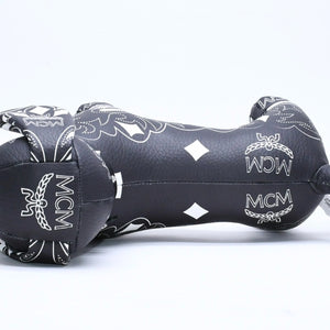 極美品 MCM エムシーエム ヴィセトス ドール ダックスフンド ぬいぐるみ ペイズリー柄 インテリア 置物 PVC ブラック 中古 4a006407