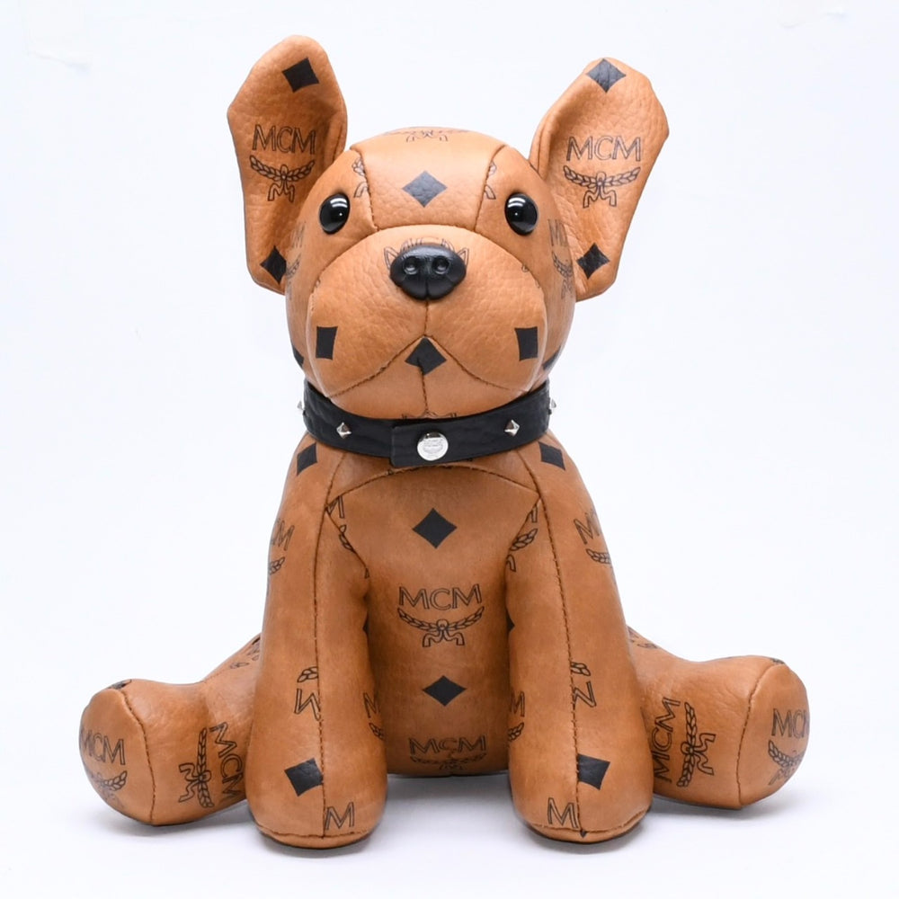 極美品 MCM エムシーエム ヴィセトス M pup ドール フレンチブルドッグ ぬいぐるみ インテリア 置物 PVC ブラウン 中古 4a006408